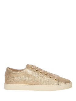 Bobbies Lana Lamé Leather Lace Up Trainers, Iridescent Champagne, Iridescent Champagne