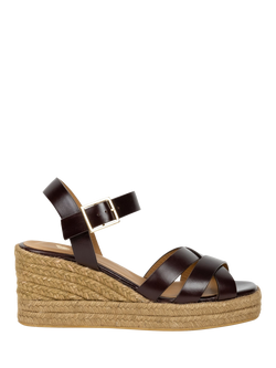 Bobbies Cleo Leather Wedge Heel Espadrille Sandals, Irish Coffee, Irish Coffee