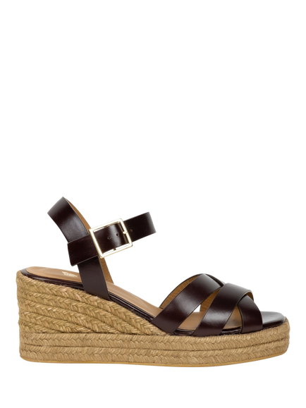 Bobbies Cleo Leather Wedge Heel Espadrille Sandals, Irish Coffee, Irish Coffee