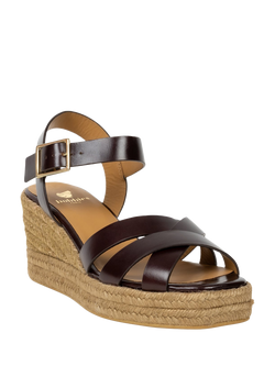 Bobbies Cleo Leather Wedge Heel Espadrille Sandals, Irish Coffee - view 2, Irish Coffee