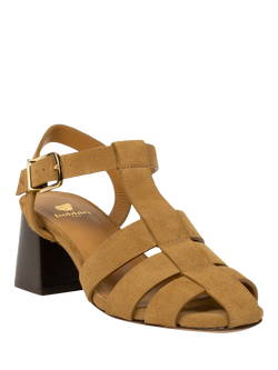 Bobbies Ezra Suede Block Heel Fisherman Sandals, Nutmeg - view 2, Nutmeg