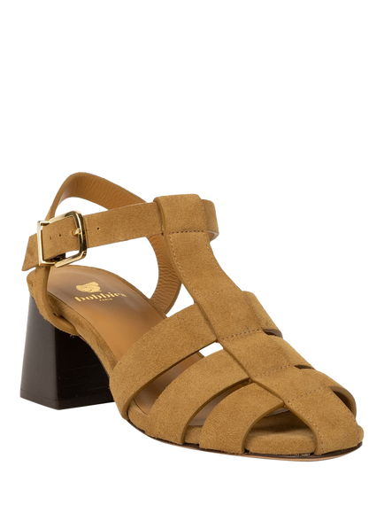 Bobbies Ezra Suede Block Heel Fisherman Sandals, Nutmeg - view 2, Nutmeg