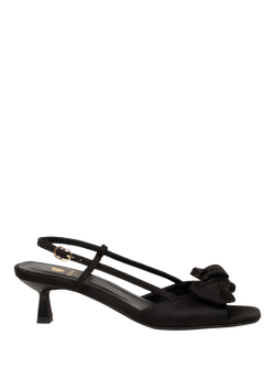 Bobbies Suki Satin Flared Heel Slingback Sandals, Black, Black