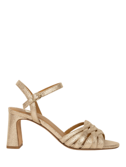 Bobbies Loren Lamé Leather Block Heel Strappy Sandals, Iridescent Champagne, Iridescent Champagne