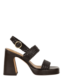 Bobbies Sophie Leather Flared Heel Sandals, Ristretto, Ristretto