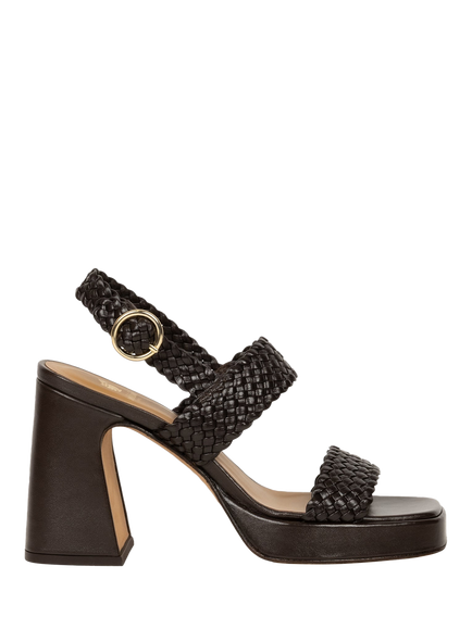 Bobbies Sophie Leather Flared Heel Sandals, Ristretto, Ristretto
