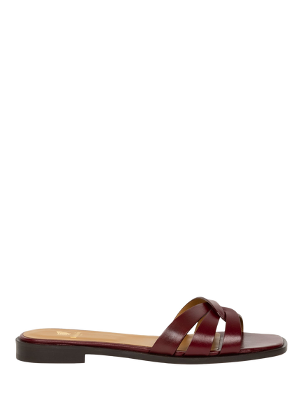 Bobbies Thaïs Leather Mule Sandals, Garnet