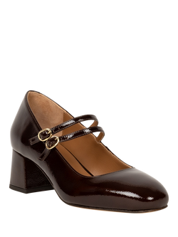 Bobbies Bettany Crumpled Patent Leather Block Heel Mary Janes, Ganache - view 2, Ganache