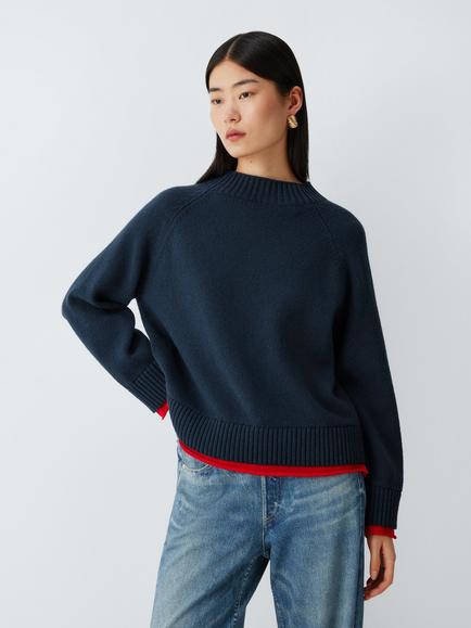 rag & bone Hazel Roll Neck Jumper, Navy, Navy