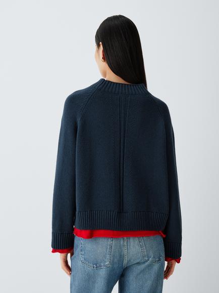 rag & bone Hazel Roll Neck Jumper, Navy - view 2, Navy