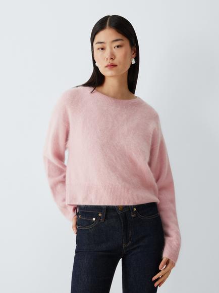 rag & bone Brushed Cashmere Crew Neck Jumper, Pink, Pink