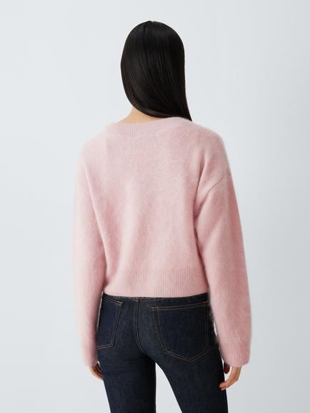 rag & bone Brushed Cashmere Crew Neck Jumper, Pink - view 2, Pink
