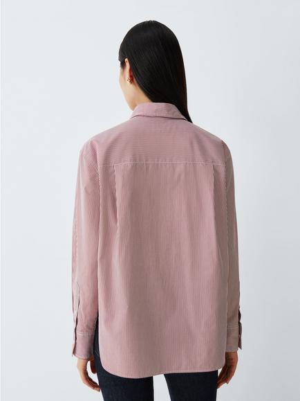 rag & bone Connie Pure Cotton Long Sleeve Stripe Shirt, White/Purple - view 2, White/Purple