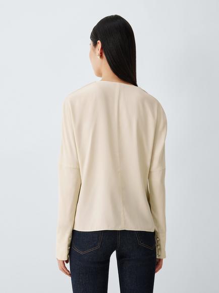 rag & bone Vinnie Pure Silk Long Sleeve Cowl Neck Blouse, Cream - view 2, Cream