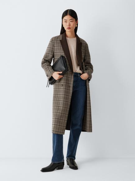 rag & bone Vasso Wool Check Double Breasted Coat, Brown/Multi, Brown Multi