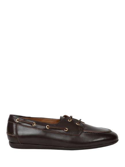 Bobbies Betsy Leather Lace Up Boat Shoes, Ristretto, Ristretto