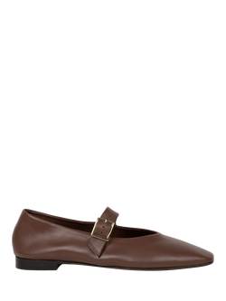 Bobbies Ouna Leather Ballerina Pumps, Chocolate, Chocolate