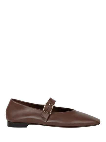 Bobbies Ouna Leather Ballerina Pumps, Chocolate, Chocolate