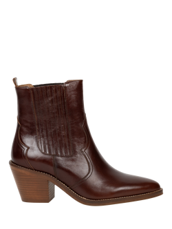Bobbies Dakota Leather Block Heel Ankle Boots, Brownie, Brownie
