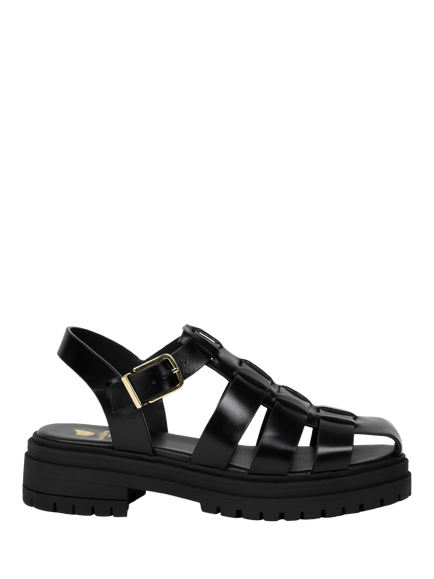 Bobbies Billy Leather Fisherman Sandals, Absolute Black