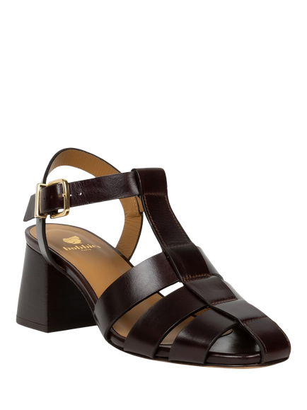 Bobbies Ezra Leather Block Heel Fisherman Sandals, Irish Coffee - view 2, Irish Coffee