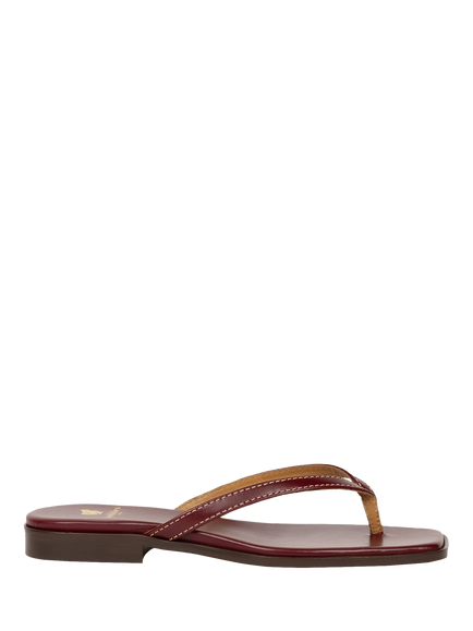 Bobbies Sol Leather Flip Flops, Garnet, Garnet