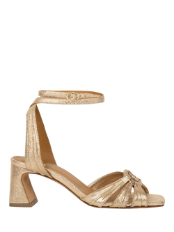 Bobbies Ornelle Lamé Leather Flared Heel Sandals, Iridescent Champagne, Iridescent Champagne