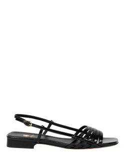 Bobbies Diana Crumpled Patent Leather Flat Slingback Sandals, Vinyl Black, Vinyl Black