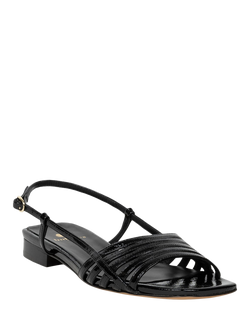 Bobbies Diana Crumpled Patent Leather Flat Slingback Sandals, Vinyl Black - view 2, Vinyl Black