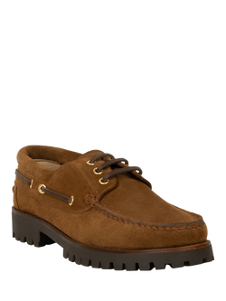 Bobbies Betlem Suede Lace Up Boat Shoes, Camel - view 2, Camel