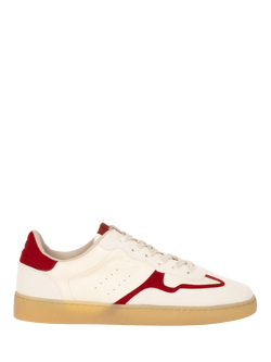 Bobbies Miles Leather Lace Up Trainers, Cream/Carmine, Cream/Carmine