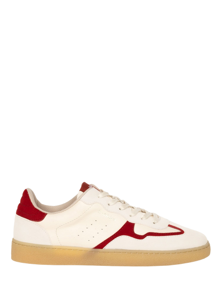 Bobbies Miles Leather Lace Up Trainers, Cream/Carmine, Cream/Carmine