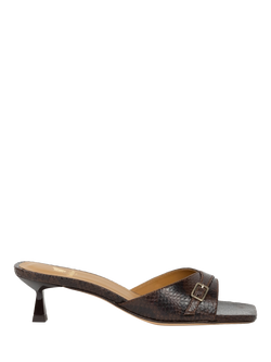 Bobbies June Snake Embossed Leather Flared Heel Sandals, Cobra Brown, Cobra Brown
