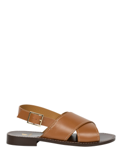 Bobbies Zita Leather Cross Strap Sandals, Camel, Camel