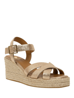 Bobbies Cleo Lamé Leather Wedge Heel Espadrille Sandals, Iridescent Champagne - view 2, Iridescent Champagne