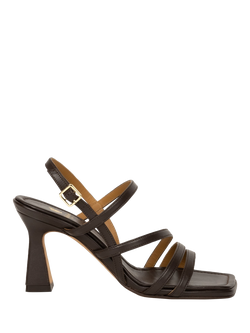 Bobbies Selena Leather Flared Heel Strappy Sandals, Ristretto