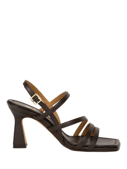 Bobbies Selena Leather Flared Heel Strappy Sandals, Ristretto