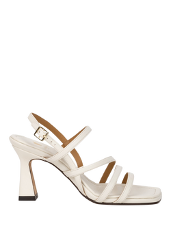 Bobbies Selena Leather Flared Heel Strappy Sandals, Milk