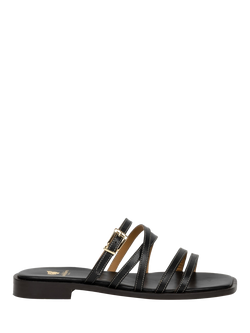 Bobbies Isys Leather Flat Strappy Sandals, Passion Black