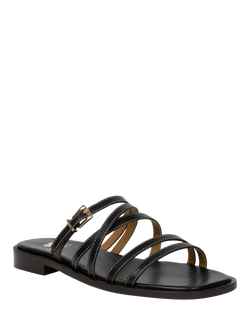 Bobbies Isys Leather Flat Strappy Sandals - view 2, Passion Black