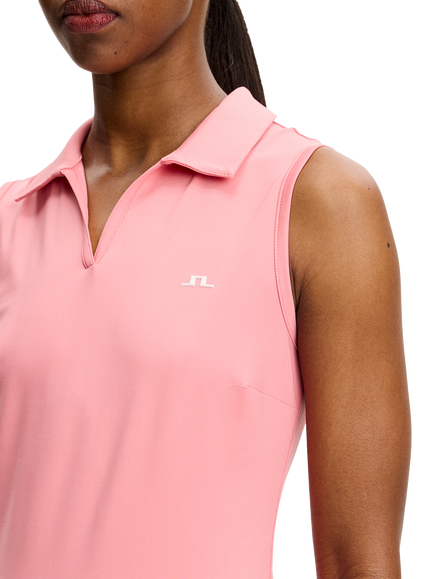 J.Lindeberg Dana Sleeveless Pleated Dress, Pink Flamingo Plume - view 2, Pink Flamingo Plume
