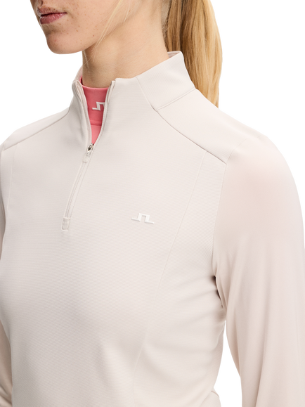 J.Lindeberg Cindy Quarter Zip Mid Layer Top, Moonbeam - view 2, Moonbeam