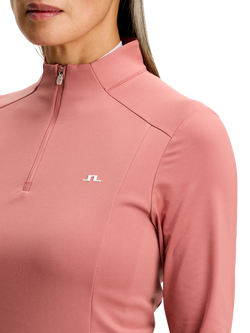 J.Lindeberg Cindy Quarter Zip Mid Layer Top, Pink Withered Rose - view 2, Pink Withered Rose