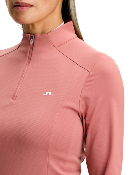 J.Lindeberg Cindy Quarter Zip Mid Layer Top, Pink Withered Rose - view 2, Pink Withered Rose