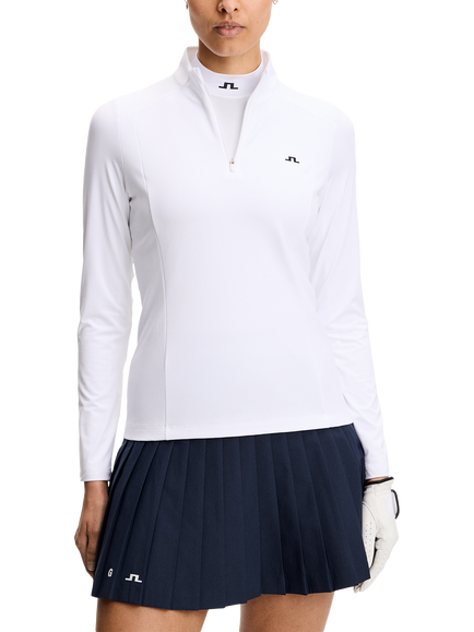 J.Lindeberg Cindy Quarter Zip Mid Layer Top, White, White