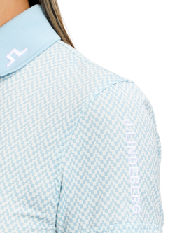 J.Lindeberg Tour Tech Printed Short Sleeve Polo Shirt, Blue Light - view 2, Blue Light