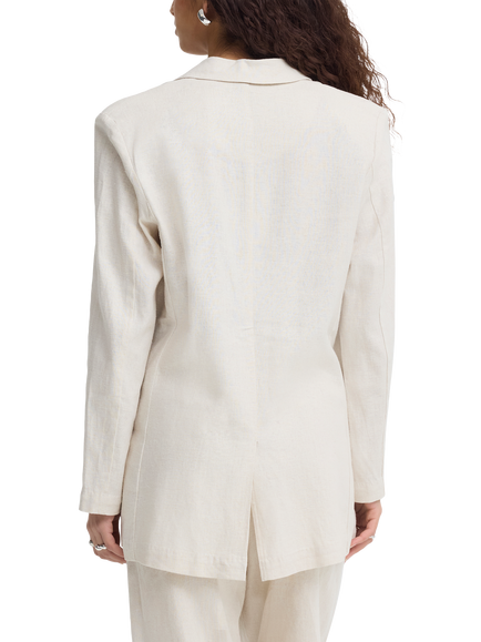 ICHI Ihlinno Linen Blend Blazer, Natural Ecru - view 2, Natural Ecru