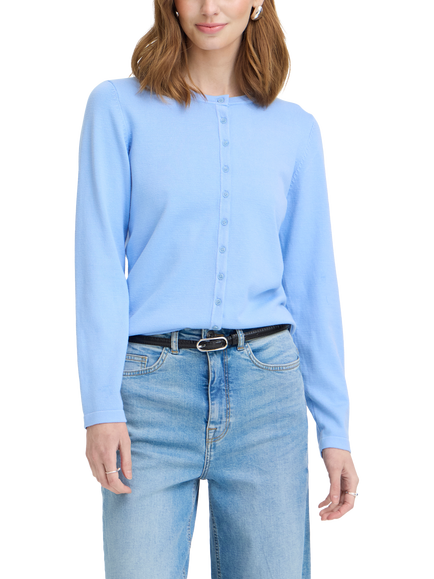 ICHI Luls Crew Neck Cardigan, Birch, Powder Blue