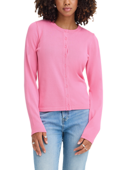 ICHI Luls Crew Neck Cardigan, Birch, Wild Orchid