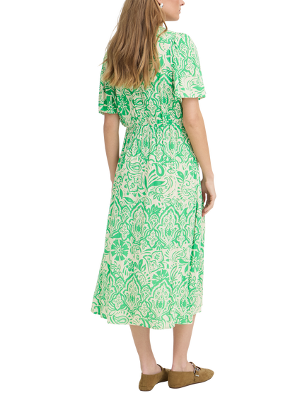 ICHI IhMarrakech A-Line V-Neck Midi Dress, Green - view 2, Green